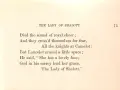 Text från "The Lady of Shalott" i jambisk pentameter. Lancelot beundrar hennes skönhet.