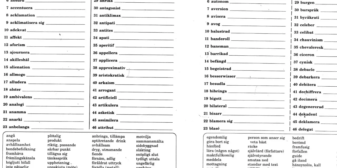 Svensk ordlista med synonymer. Sökordet "alster" (nr 18) kan betyda konstverk eller produkt.