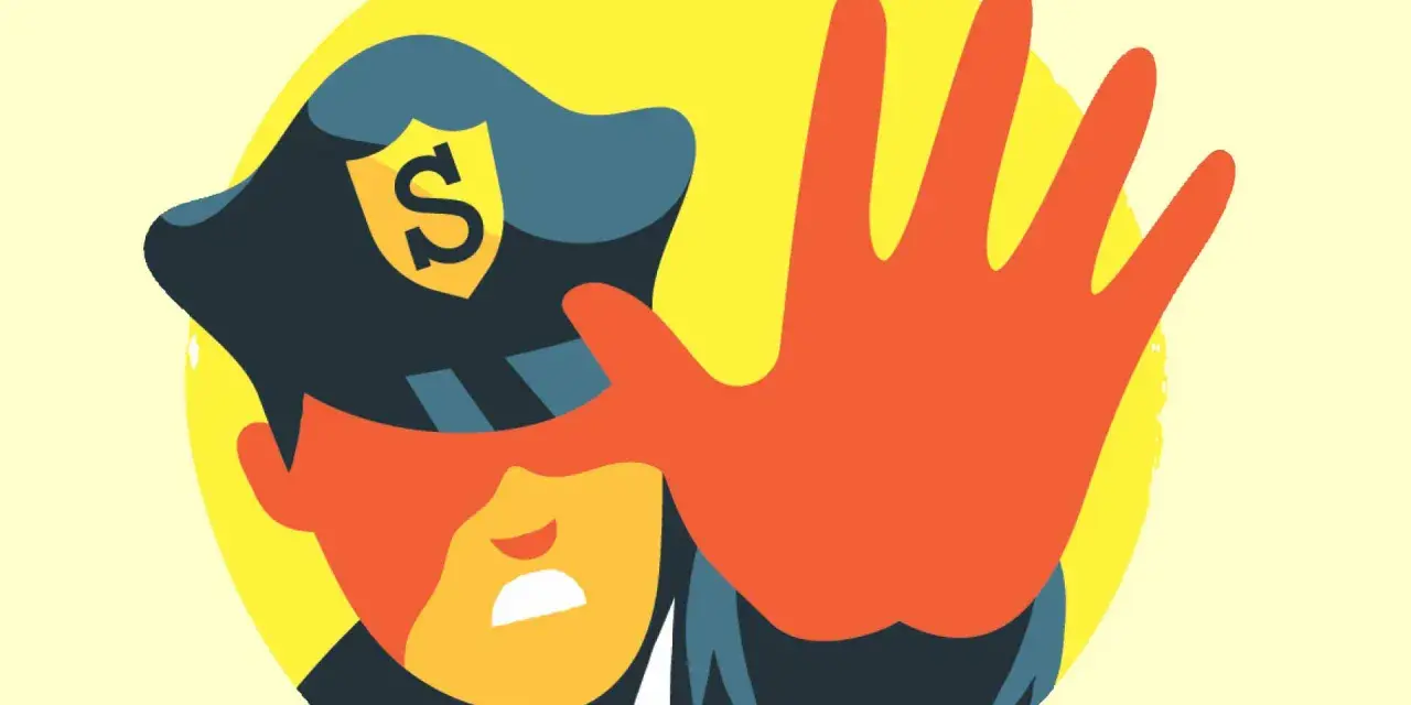 Polis med stopphand, ett tydligt exempel på syftningsfel i kommunikation.