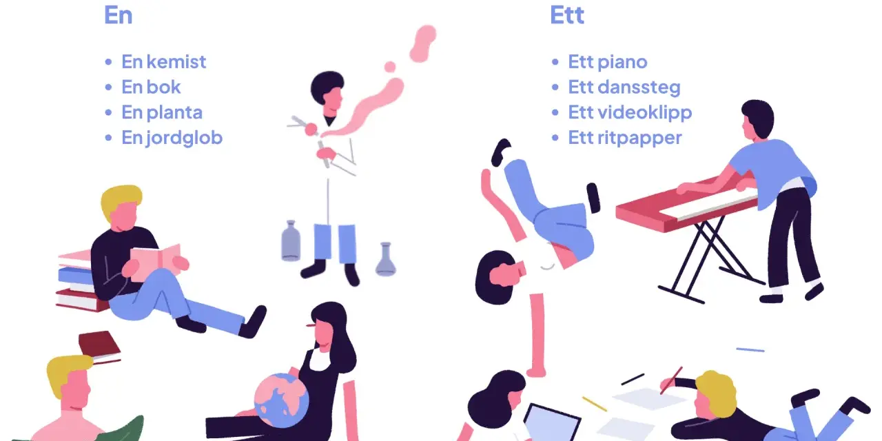 En kemist, bok, planta, jordglob eller ett piano, danssteg, videoklipp, ritpapper? Bilden visar olika aktiviteter som representerar **Sveriges** mångfald av intressen.