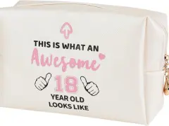 En necessär med texten "This is what an awesome 18 year old looks like". Perfekt som en dikt till 18-åring.