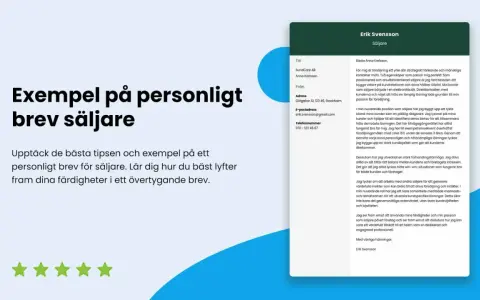 Exempel på ett personligt brev för säljare. Lär dig hur du bäst lyfter fram dina färdigheter i ett övertygande brev.