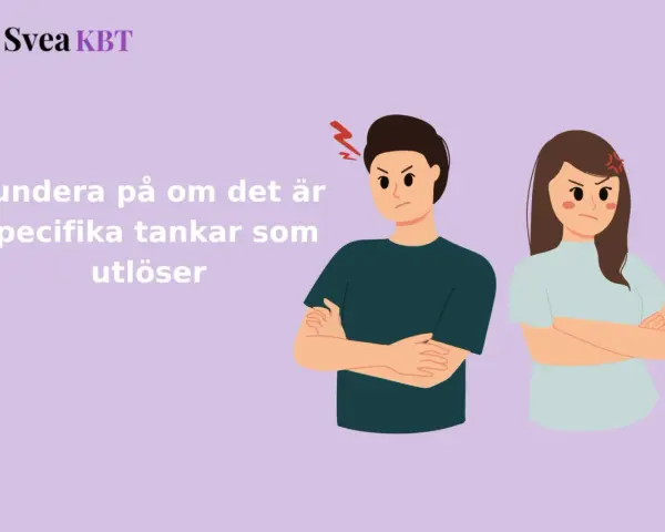 Två arga personer med armarna i kors. Texten uppmanar att fundera på tankar som utlöser ilska, ett synonym till vred.