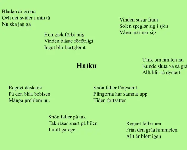 Här är ett haiku dikt exempel med texter om naturen och livet.