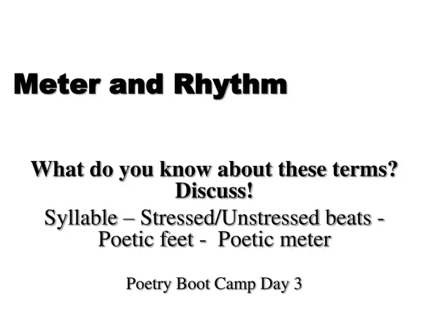 Takt i versen utforskas: "Meter and Rhythm" med fokus på stavelse, betoning och poetiska fötter. Poetry Boot Camp Dag 3.